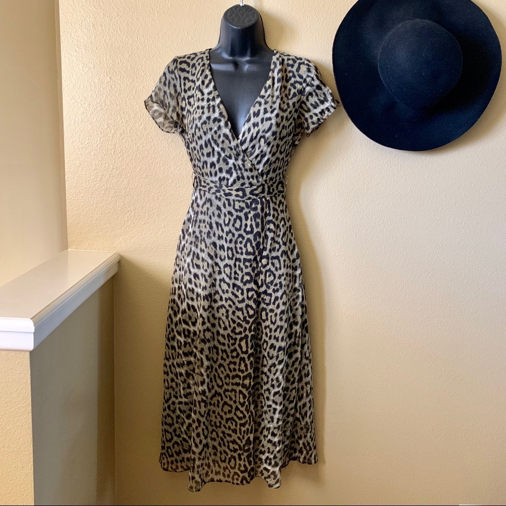 TOPSHOP Leopard Wrap Maxi Dress NEW
